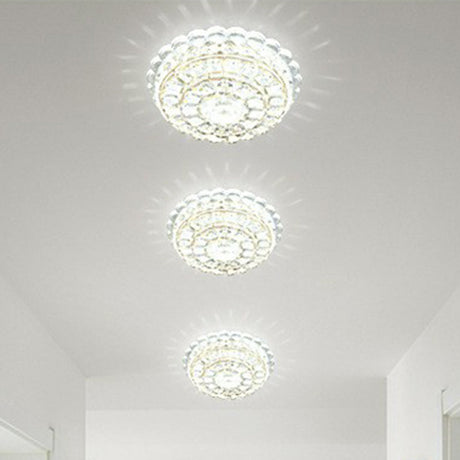 Artistic Crystal Led Flush Ceiling Light For Entryway Clear / 8’ White