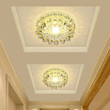 Modern Crystal Led Flush Mount Ceiling Light For Corridor - Purple Flower Design / 5W Warm