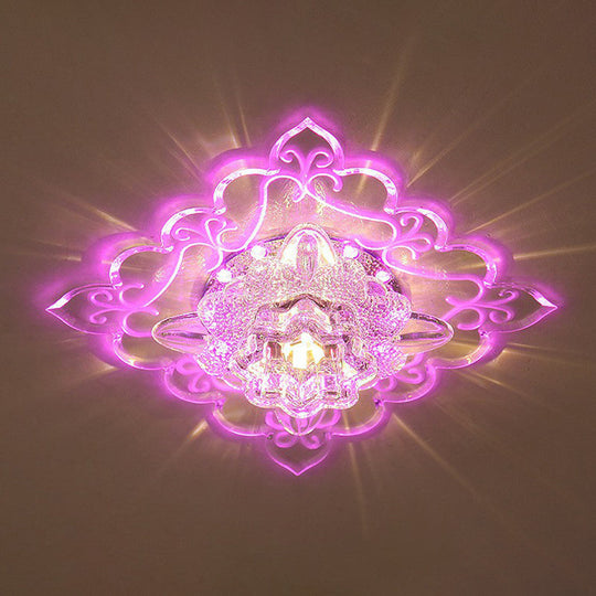 Contemporary Square Led Flush Mount Ceiling Light With Crystal Clear Design For Entryways