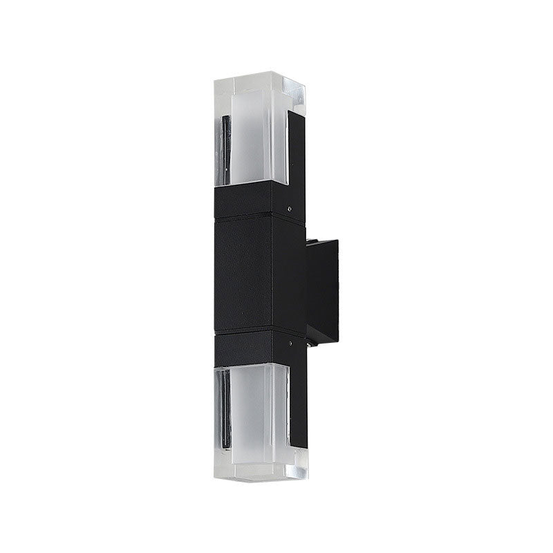 Modern Led Outdoor Wall Light In Black - Rectangle Shape With Acrylic Sconce Fixture