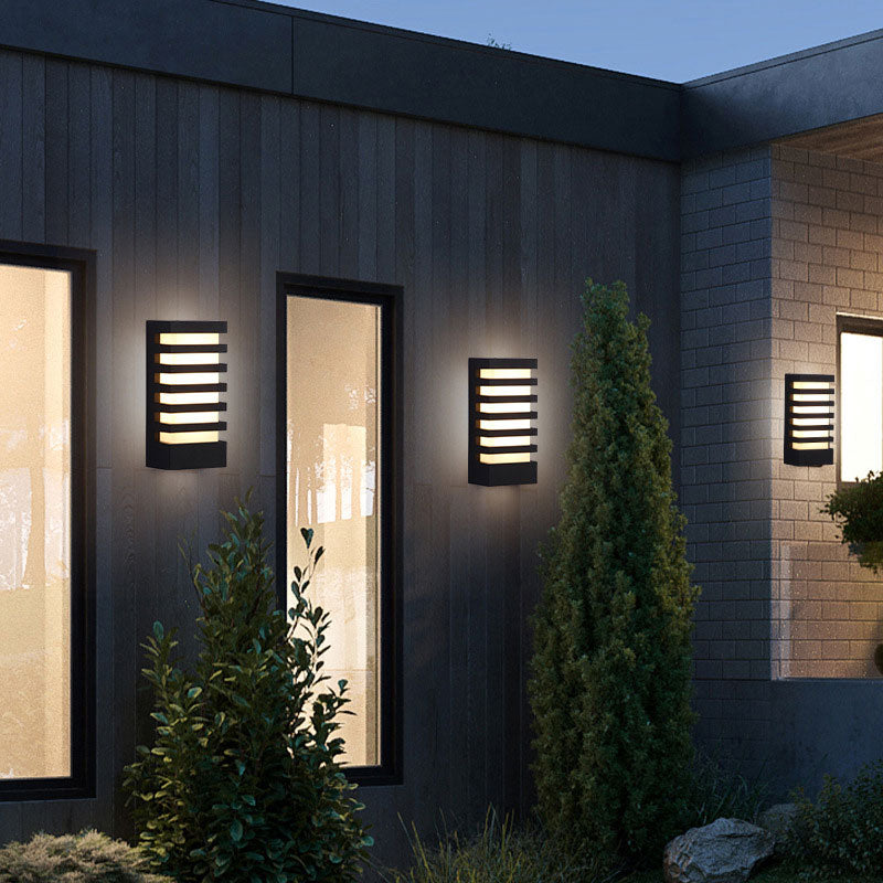 Sleek Metallic Led Wall Sconce Light For Courtyard: Simplicity At Its Best Black / White B