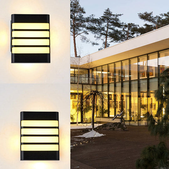 Minimalist Black Geometrical Acrylic Wall Sconce Light With Led For Courtyard / Warm D