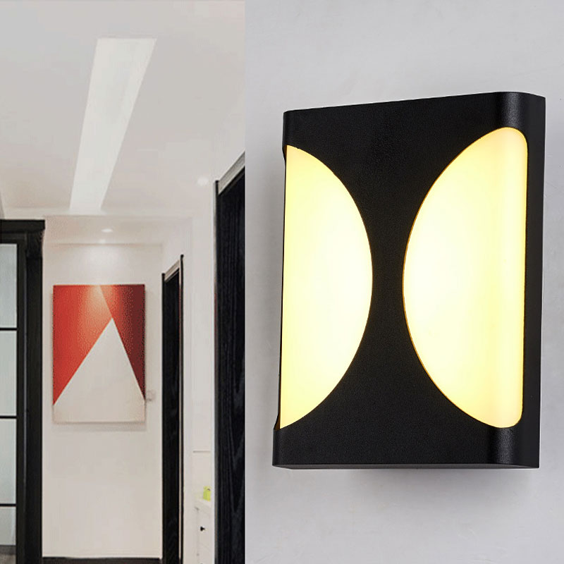 Minimalist Black Geometrical Acrylic Wall Sconce Light With Led For Courtyard / Warm C
