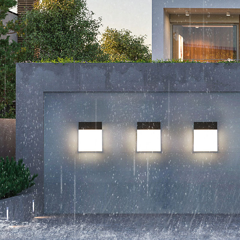 Modern Led Outdoor Wall Light - Black Rectangle Sconce Lighting Fixture
