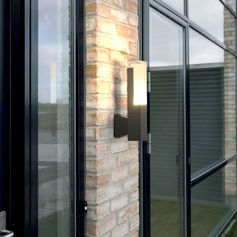 Modern Black Led Wall Sconce For Balcony - Rectangular Acrylic Design 1 / White