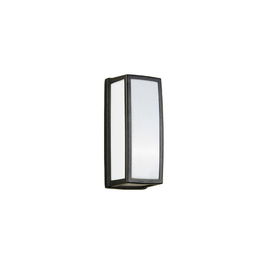 Contemporary Metallic Led Wall Sconce Light Fixture - Black Textured Rectangle Design For Patio
