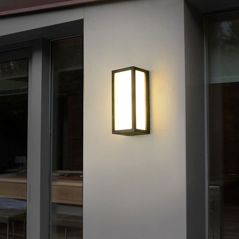 Black Textured Led Wall Mounted Light - Simple Metallic Sconce Lighting For Patio