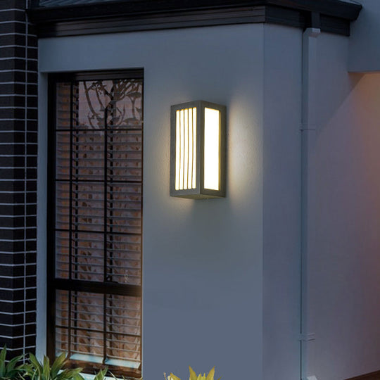 Black Textured Led Wall Mounted Light - Simple Metallic Sconce Lighting For Patio / B