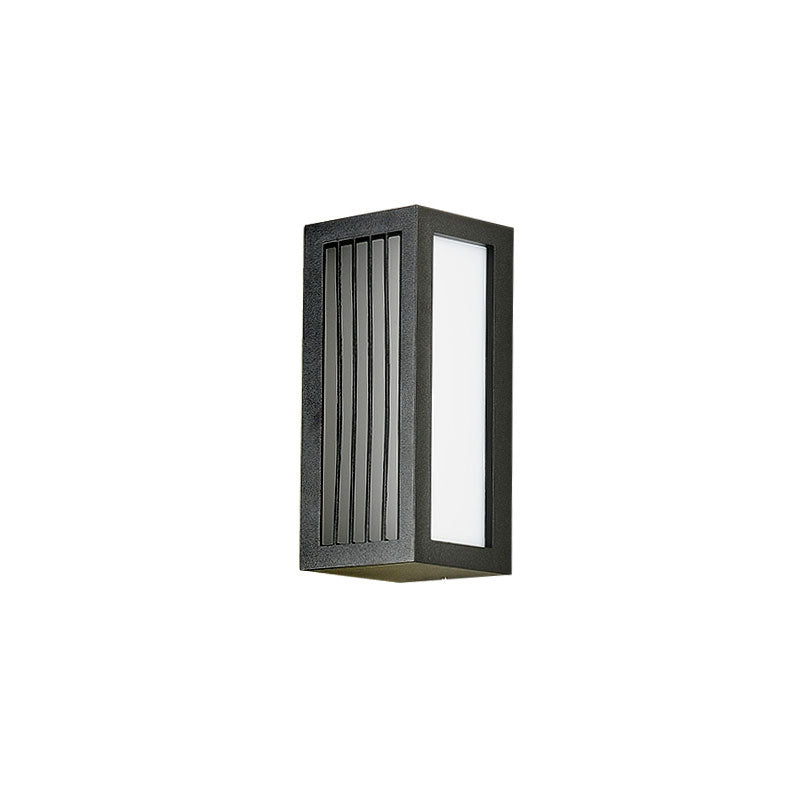 Black Textured Led Wall Mounted Light - Simple Metallic Sconce Lighting For Patio