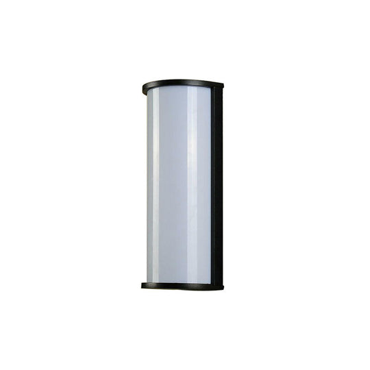 Modern Black Metal Led Outdoor Wall Sconce Lamp: Minimalistic Half Cylinder Design