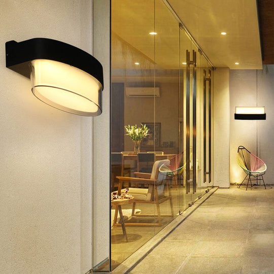 Modern Geometric Acrylic Balcony Wall Light Fixture In Textured Black - Led Sconce Lighting / D
