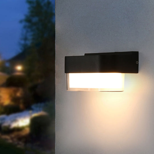Modern Geometric Acrylic Balcony Wall Light Fixture In Textured Black - Led Sconce Lighting / F