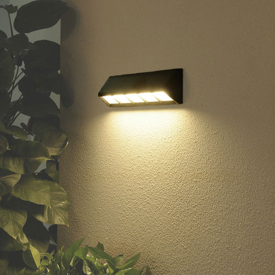 Textured Black Triangular Prism Led Wall Mounted Light - Modern Patio Sconce Lighting / White Large