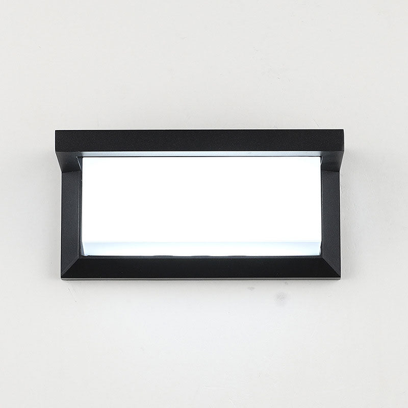 Modern Led Wall Sconce In Black - Rectangular Courtyard Light Fixture