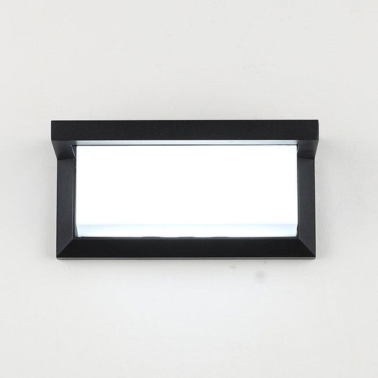 Modern Led Wall Sconce In Black - Rectangular Courtyard Light Fixture