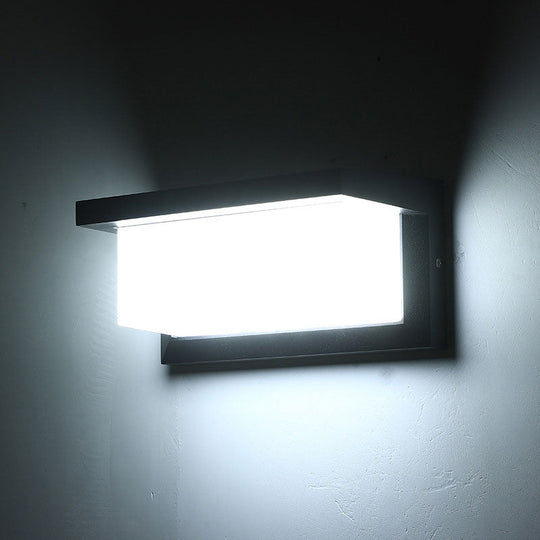 Modern Led Wall Sconce In Black - Rectangular Courtyard Light Fixture