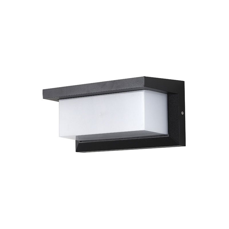 Modern Led Wall Sconce In Black - Rectangular Courtyard Light Fixture