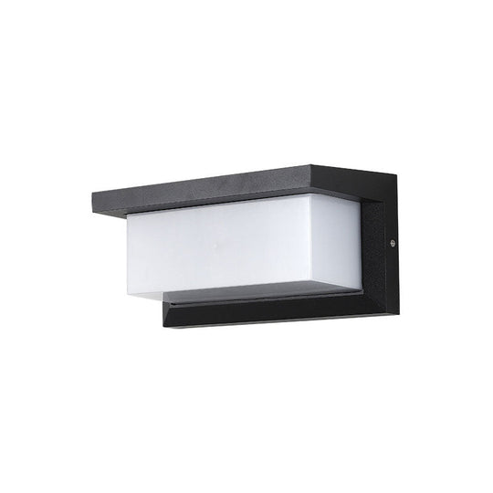 Modern Led Wall Sconce In Black - Rectangular Courtyard Light Fixture