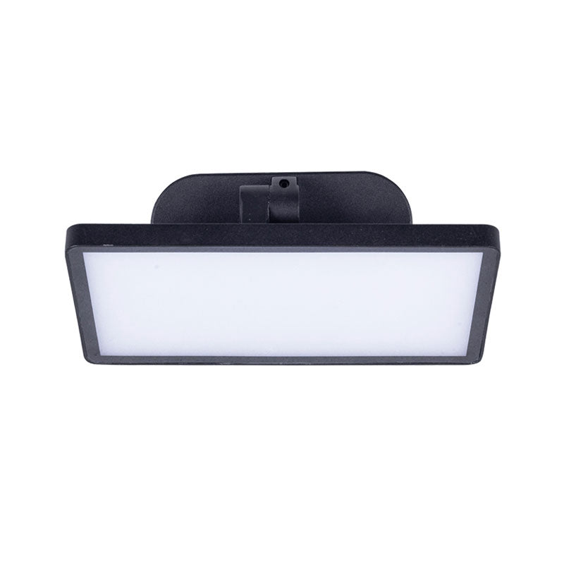 Modern Led Courtyard Wall Sconce In Black Metal With Quadrilateral Design