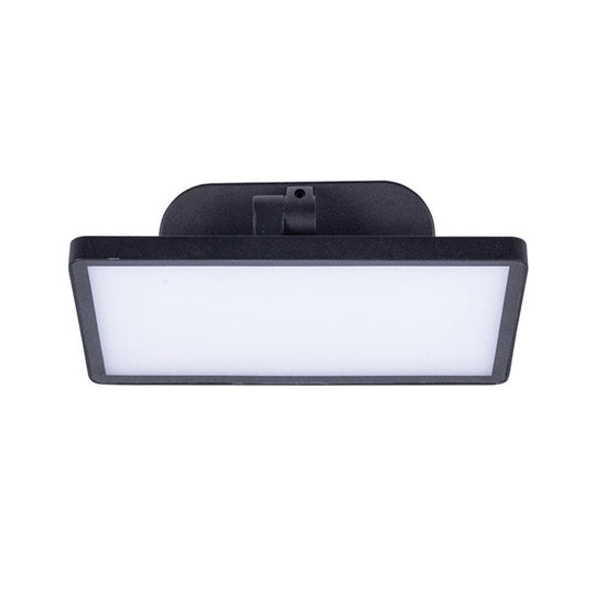 Modern Led Courtyard Wall Sconce In Black Metal With Quadrilateral Design