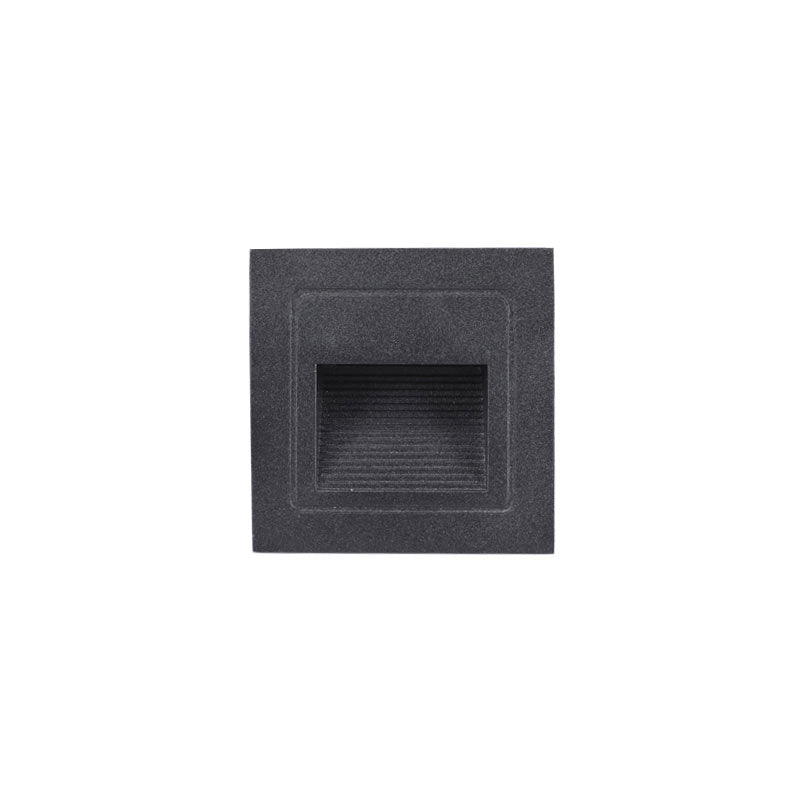 Minimalistic Black Aluminum Led Footlight For Stairway - Quadrilateral Recessed Wall Light / Small