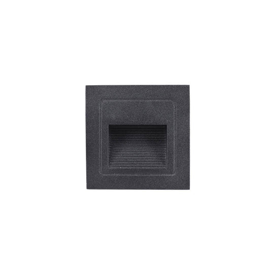 Minimalistic Black Aluminum Led Footlight For Stairway - Quadrilateral Recessed Wall Light / Small