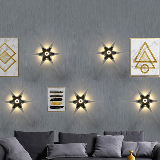 Minimalistic Black Aluminum Balcony Led Wall Sconce Lamp: Gear Shaped Lighting Fixture