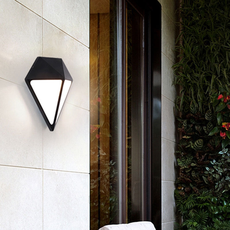 Black Aluminum Diamond Wall Sconce - Minimalist Led Outdoor Lighting