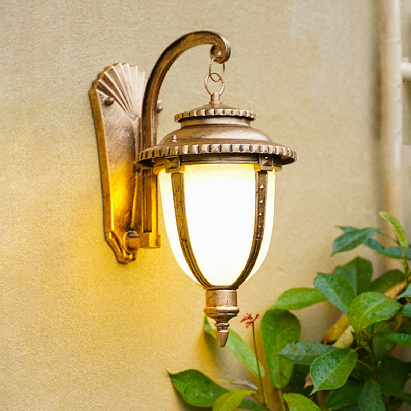 Opal Glass Wall Light Fixture For Traditional Outdoor Bell Mount