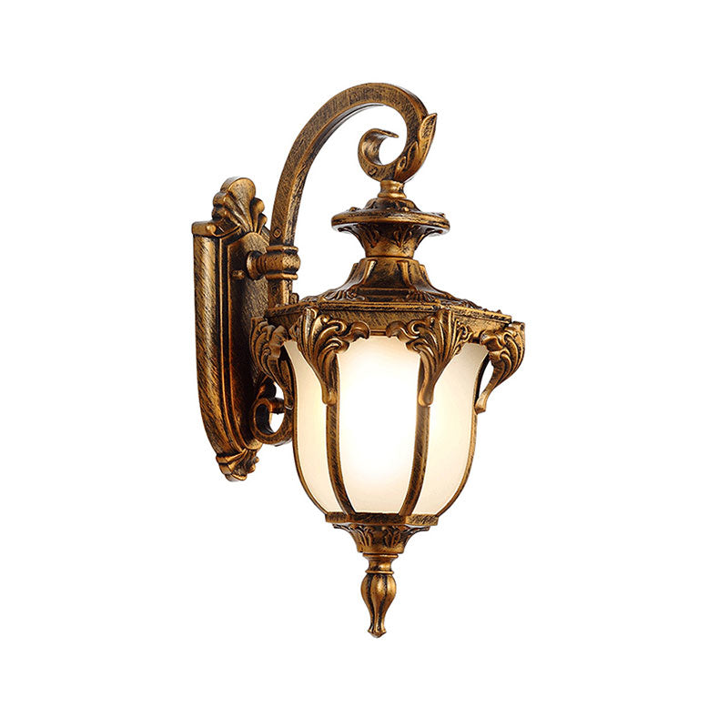 Frost Glass Wall Mount Outdoor Light With Vintage Bell Shade - 1-Light Fixture