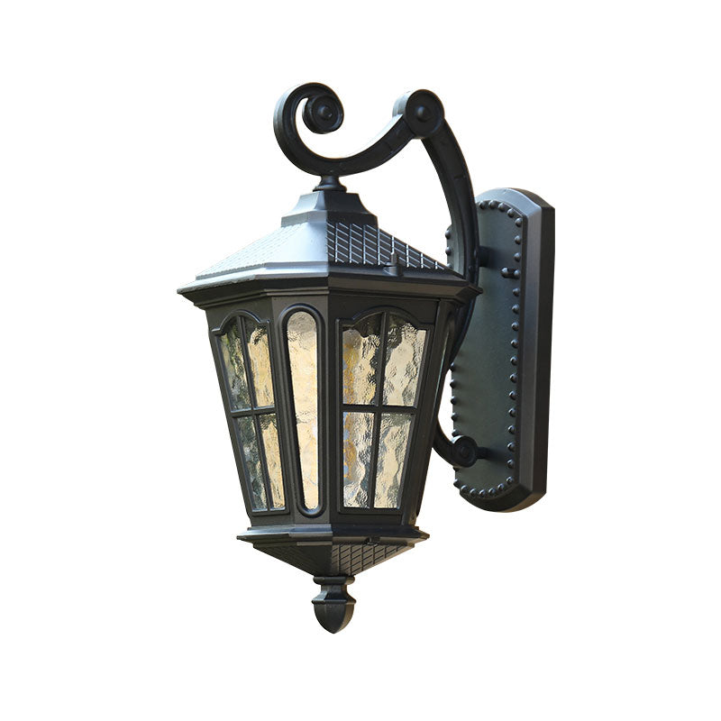 Retro Bell-Shaped Ripple Glass Wall Light For Courtyard - Single-Bulb Mount