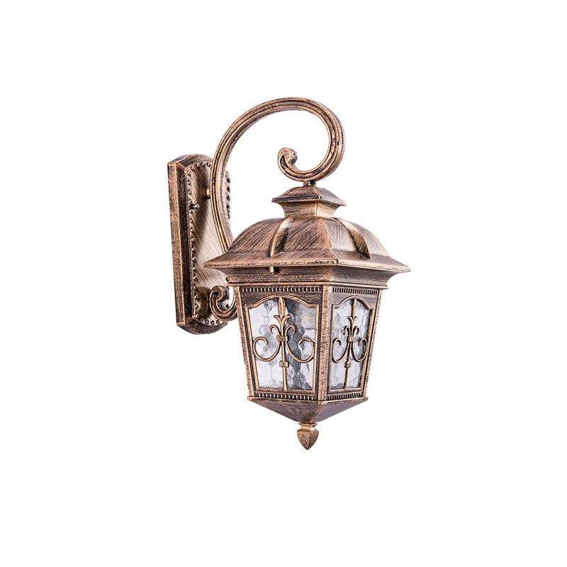 Rustic Tapered Shade Glass Wall Lantern - 1-Light Courtyard Fixture
