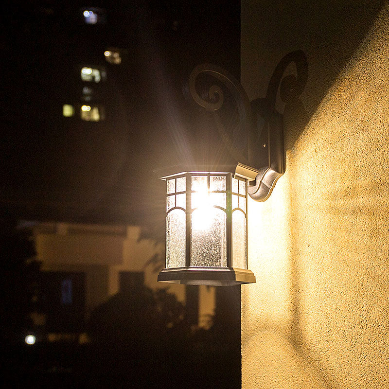 Classic Seedy Glass Wall Light: Pavilion Shape 1 Head Black