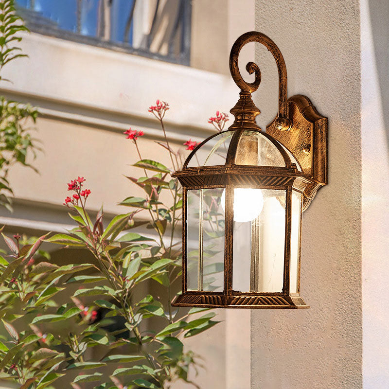 House Shaped Wall Mount Light With Clear Glass Ideal For Courtyard