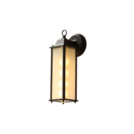 Outdoor Black Rectangular Wall Sconce Lamp With Classic Glass And Single-Bulb / 14 A