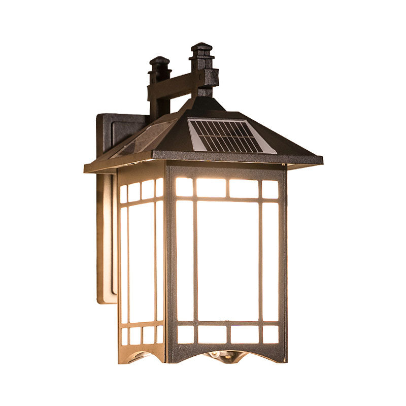 Classic Outdoor Solar Wall Lighting Fixture - House Shaped Aluminum Led Sconce