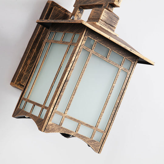 Traditional House Wall Sconce - Single Mounted Light With Frost Glass Shade