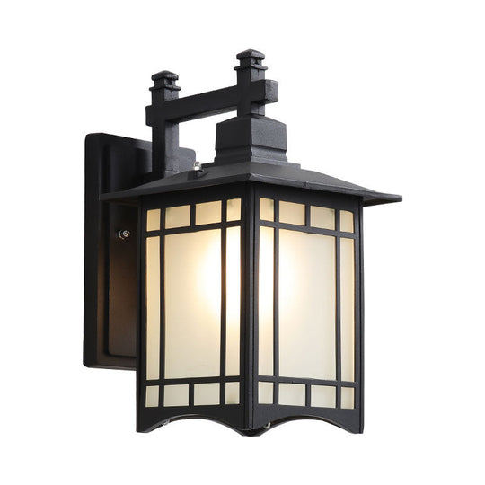 Traditional House Wall Sconce - Single Mounted Light With Frost Glass Shade