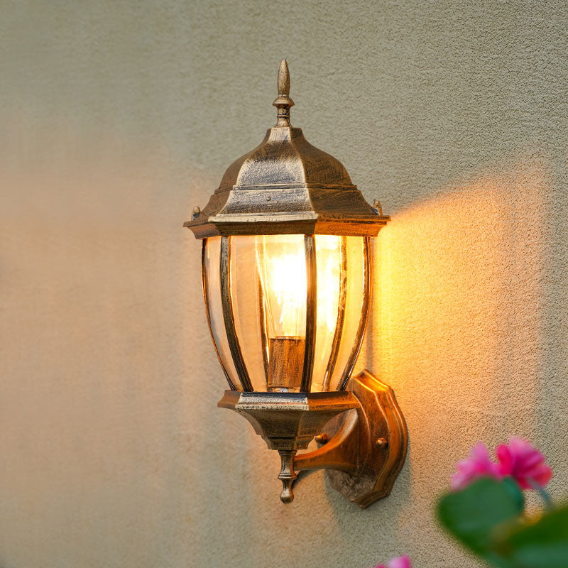 Minimalist Clear Glass Wall Sconce Lamp With Bell Shade - Ideal For Courtyard Lighting Bronze /