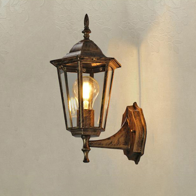 Clear Glass Tapered Wall Sconce Light - Traditional Outdoor Fixture