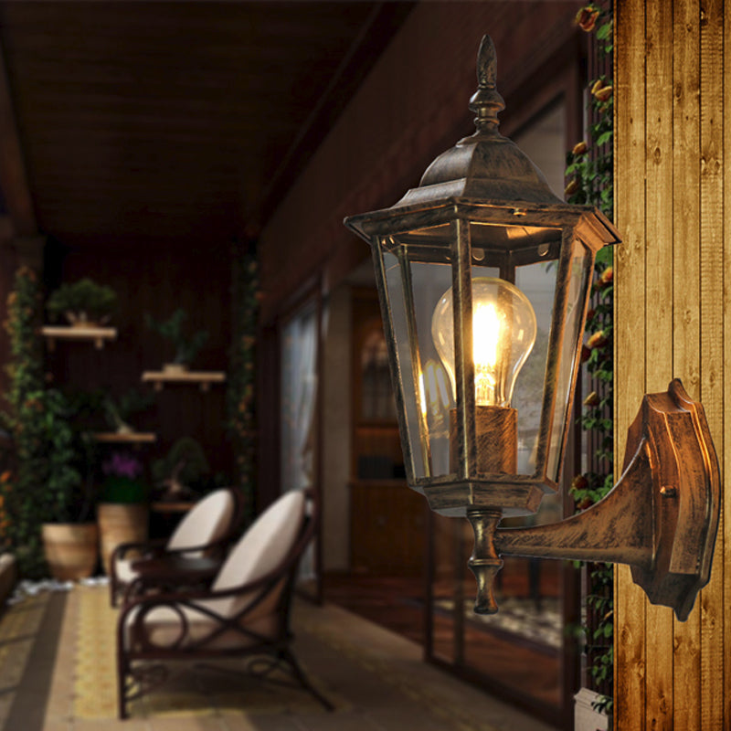 Clear Glass Tapered Wall Sconce Light - Traditional Outdoor Fixture