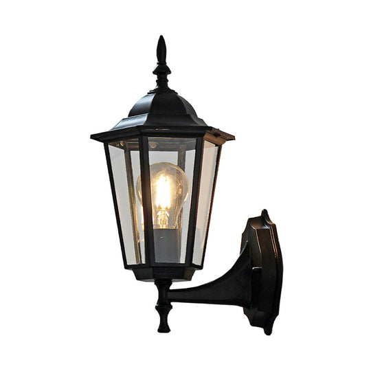 Clear Glass Tapered Wall Sconce Light - Traditional Outdoor Fixture