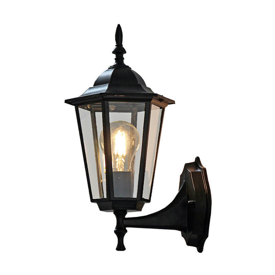 Vintage Clear Glass Wall Sconce: Tapered Single-Bulb Courtyard Lamp