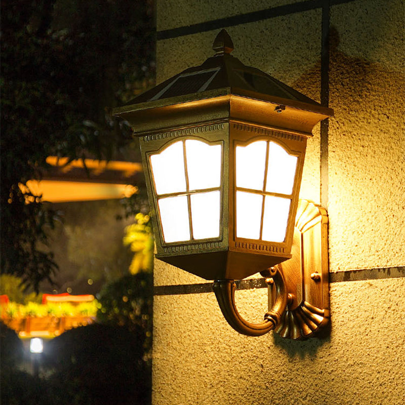Outdoor Acrylic Solar Wall Light: Traditional Tapered Shape Led Mount Fixture