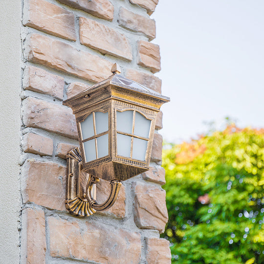 Outdoor Acrylic Solar Wall Light: Traditional Tapered Shape Led Mount Fixture