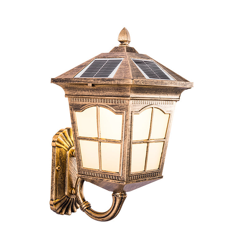 Outdoor Acrylic Solar Wall Light: Traditional Tapered Shape Led Mount Fixture
