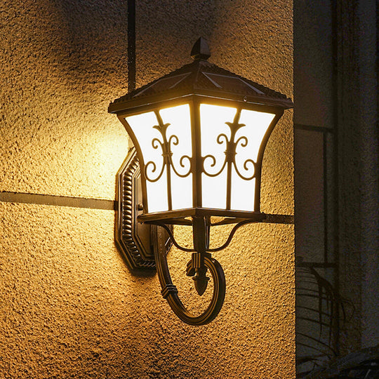 Traditional Led Solar Wall Light - Flared Square Acrylic Design