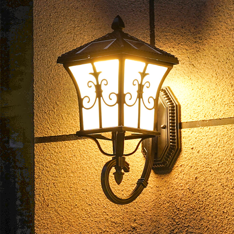 Traditional Led Solar Wall Light - Flared Square Acrylic Design