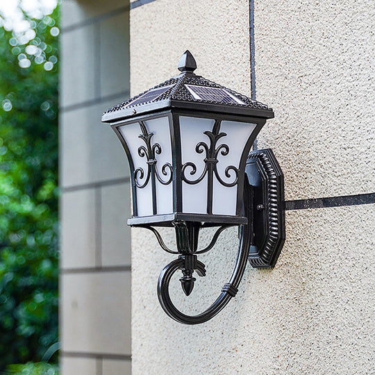 Traditional Led Solar Wall Light - Flared Square Acrylic Design