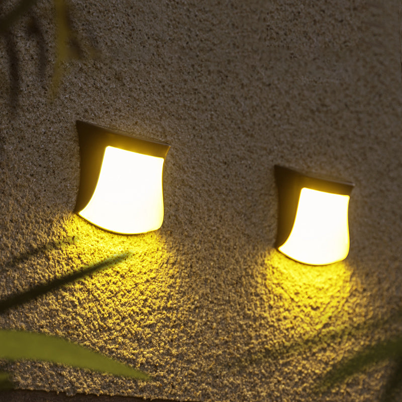 Retro Led Solar Wall Sconce Curved Flush Mount Acrylic Fixture For Outdoor Lighting